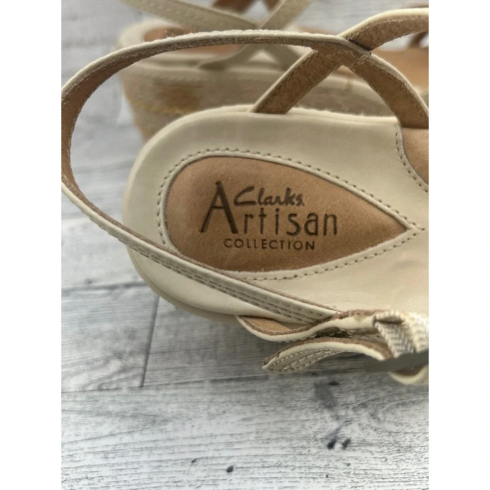Clarks Artisan Collection Wedge Sandals Adjustable Strap Beige Size‎ 9M
